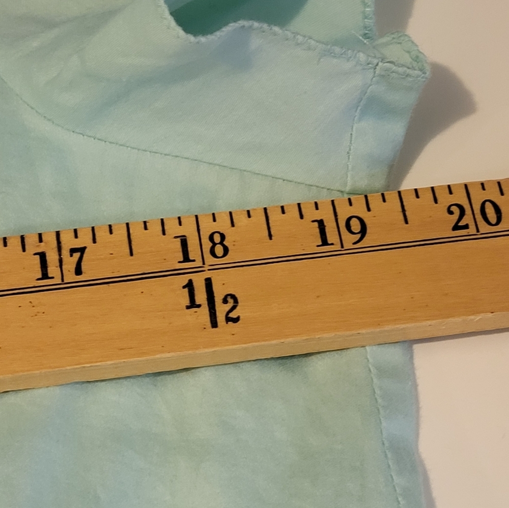 Talbots Mint Green Asymmetrical Ruffled Blouse In 100% Cotton Size 10 - Picture 8 of 9